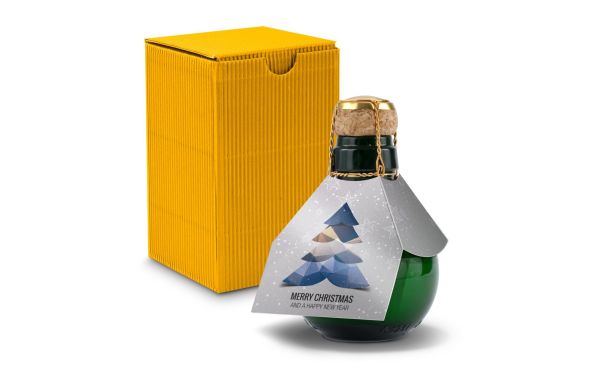 Kleinste Sektflasche der Welt! Merry Christmas - Inklusive Geschenkkarton in Gelb, 125 ml