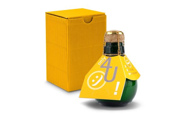 Kleinste Sektflasche der Welt! Only 4 u - Inklusive Geschenkkarton in Gelb, 125 ml
