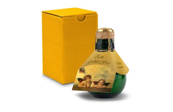 Kleinste Sektflasche der Welt! Raffael - Inklusive Geschenkkarton in Gelb, 125 ml