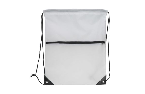 Kordelzugtasche 210T R-PET mit Reißverschluss, weiss