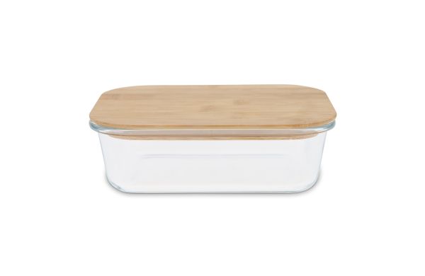 Lunchbox aus Glas mit Bambusdeckel, transparent