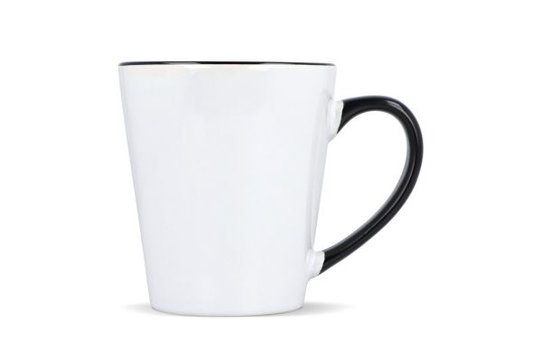 Melbourne Sublimationsbecher farbiger Rand & Henkel 300ml, weiss/schwarz