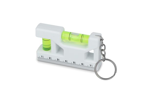 Mini-Wasserwaage als Schlüsselanhänger, weiss