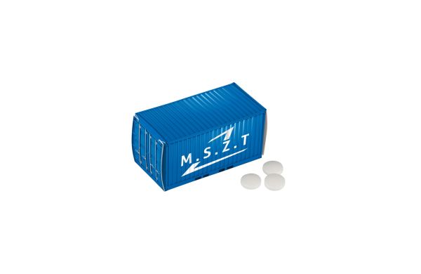Mit Pfefferminz gefüllte Containerbox, weiss, Pfefferminz