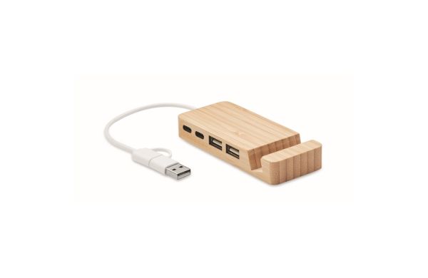 HUBSTAND 4 Port USB Hub - holzfarben