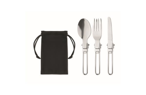 STAPI SET 3teiliges Camping-Besteck - schwarz