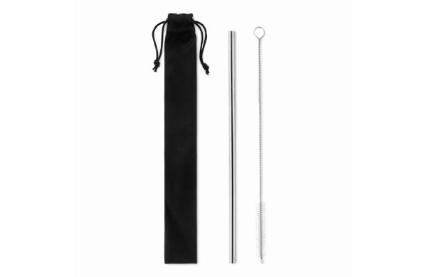 COLD STRAW Edelstahl Trinkhalme-Set - silber matt