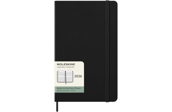 Moleskine Hardcover 12 Monate Wochenkalender L vertikal, schwarz