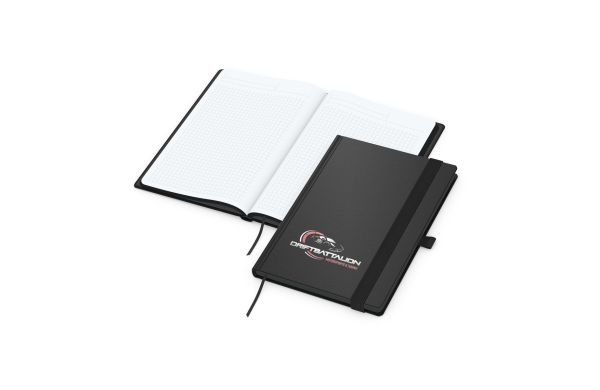 Notizbuch Hardcover Black-Book Recycling-Inhaltspapier Ausstattung schwarz A5 - Siebdruck-Digital