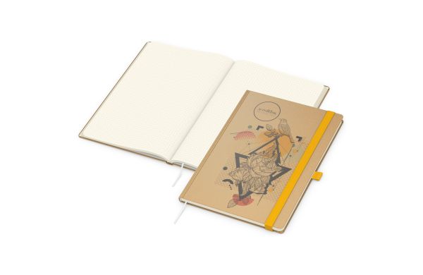 Notizbuch Match-Book Naturpapier-Hardcover - creme, gepunktet, braun