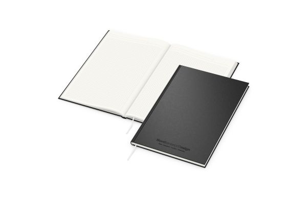 Notizbuch Note-Book Recycling-Inhaltspapier Ecken spitz Hardcover schwarz - kariert