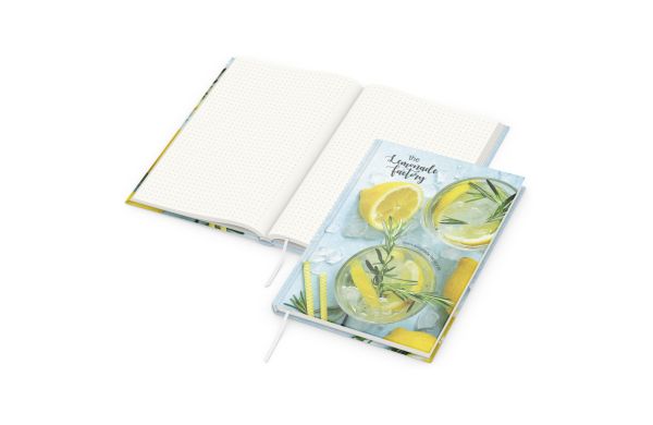 Notizbuch Note-Book Recycling-Inhaltspapier Ecken spitz Hardcover - gepunktet, Recycling-Naturpapier