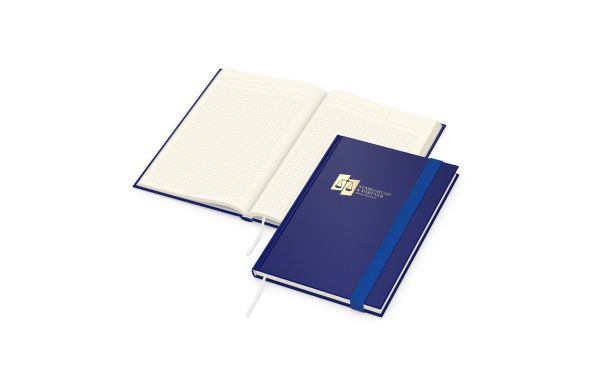 Notizbuch Visco-Book Buchleinen-Hardcover farbig A5 - creme, kariert, Prägung gold
