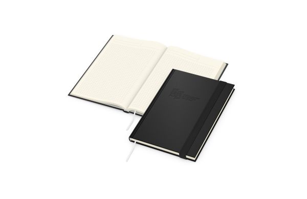 Notizbuch Visco-Book Buchleinen-Hardcover farbig A5 - creme, kariert, Blindprägung