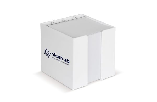 Notizzettel 10x10x10cm in Würfelbox mit Stifteköcher, weiss