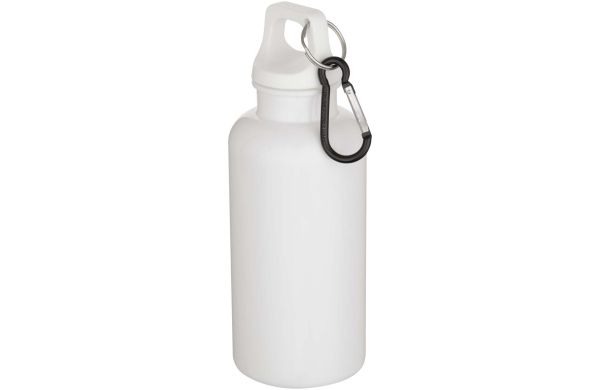 Oregon 400 ml einfarbige RS-zertifizierte Trinkflasche aus recyceltem Kunststoff mit Karabinerhaken, weiss