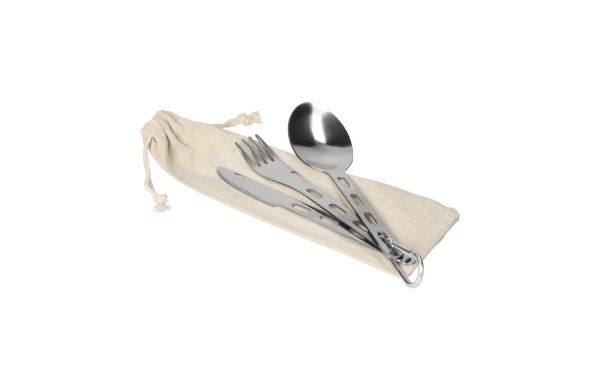 Outdoor-Besteck mit Karabiner "RONA", silber