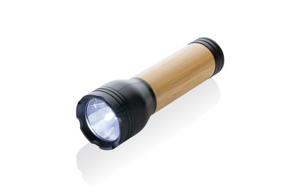 Lucid 3W Taschenlampe aus RCS recycelt. Kunststoff & Bambus/schwarz