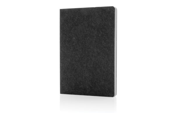 Phrase GRS-zertifiziertes A5-Notizbuch aus recyceltem Filz/schwarz