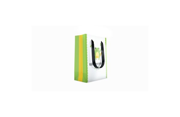 Papiertragetasche - 13x7x18 cm, Satinband schwarz