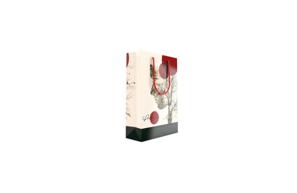 Papiertragetasche - 24x9x35 cm, Kordel rot