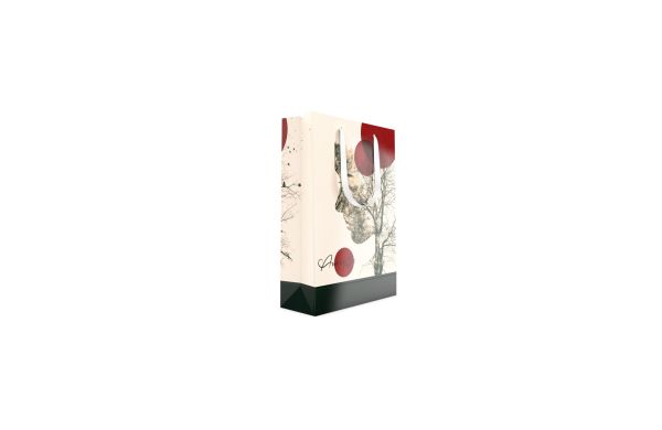 Papiertragetasche - 24x9x35 cm, Satinband weiss