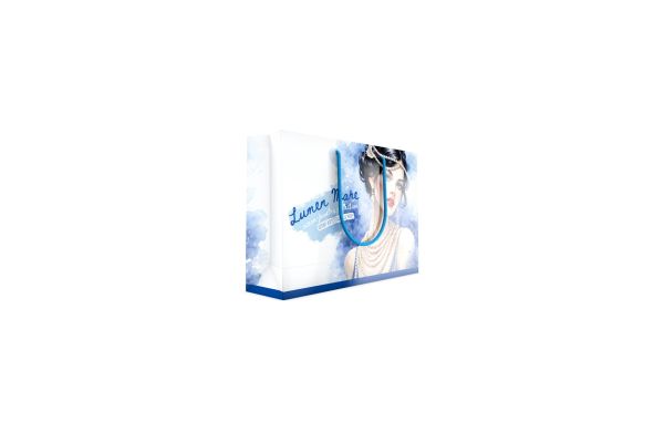Papiertragetasche - 35x9x24 cm, Kordel navyblau