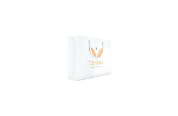 Papiertragetasche - 40x10x30 cm, Satinband weiss