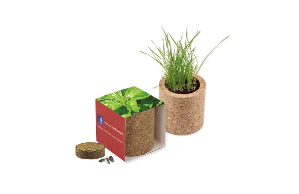 Pflanz-Kork rund mit Samen, Lasergravur