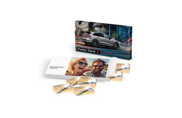 Präsentbox mit Lindt Schokotäfelchen Klimaneutral FSC