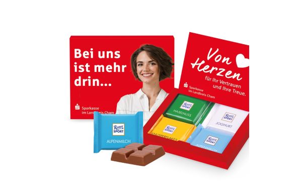 Präsentbox Ritter SPORT Mini 4er Klimaneutral FSC
