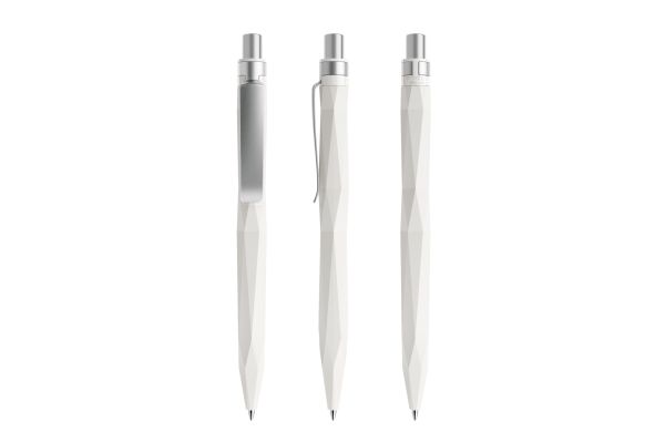 prodir QS20 Stone PQS Push Kugelschreiber White Dolomite-Silber satiniert, blaue Mine