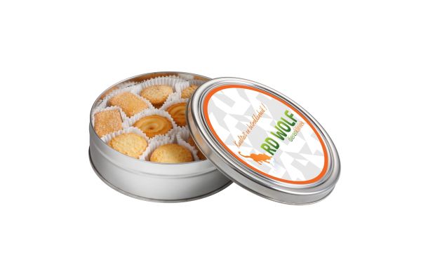 Runde Dose Keks-Mix, Silber