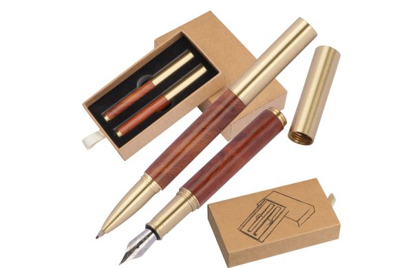 Schreibset Mini Füllfederhalter und Rollerball - braun