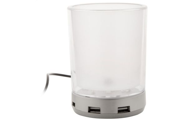 Stifteköcher mit USB Hub Tobi, transparent