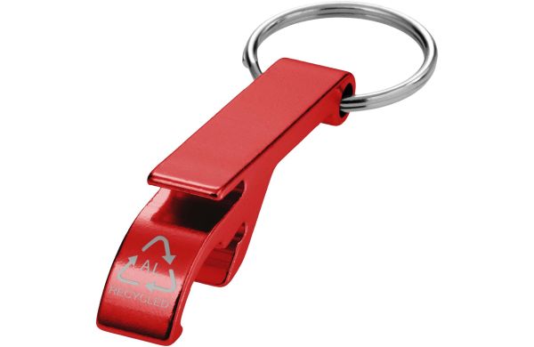 Tao Schlüsselanhänger mit Flaschen- und Dosenöffner aus recyceltem RCS Aluminium, mittelrot