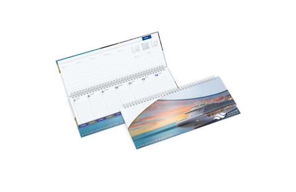 Tisch-Querkalender Master Monatsregister 1 Woche = 2 Seiten 8–21 Uhr - Papier-Hardcover gloss