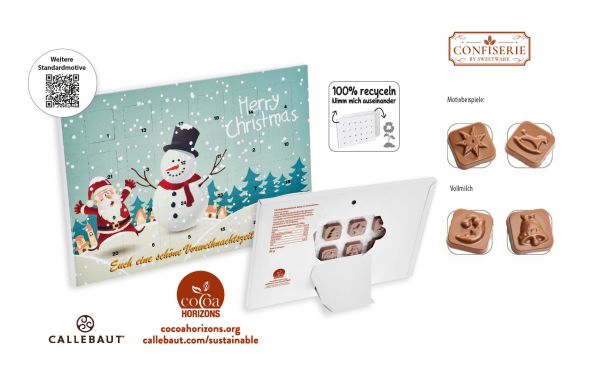Tisch Adventskalender Standardmotiv_ Callebaut Vollmilch Schokolade Kalender_ ca_ 60 g