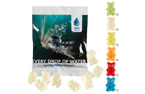 Unifarbene Premium-Bärchen, 20 g im kompostierbaren Tütchen