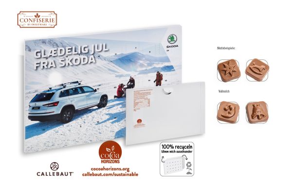 Wand Adventskalender individuell bedruckt_ Callebaut Vollmilch Schokolade Kalender_ ca_ 75 g