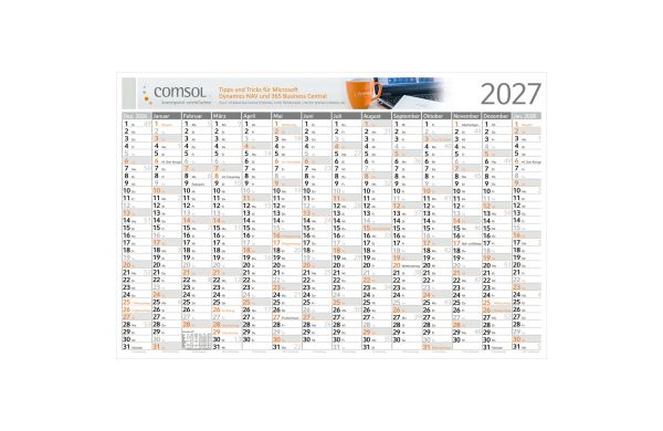 Wandplaner Horizont Dez. Vorjahr – Anfang Folgejahr - 750x500 mm, Sonntage