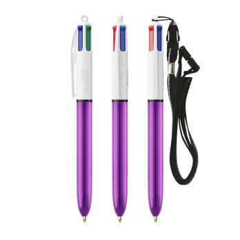 BIC® 4 Colours Shine Kugelschreiber + Lanyard