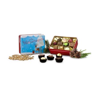 Geschenkartikel: Süße Weihnachtsgrüße - Pralinendose mit 125 g
