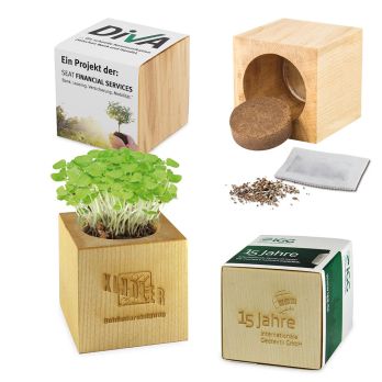Pflanz-Holz Maxi mit Samen, 1 Seite gelasert