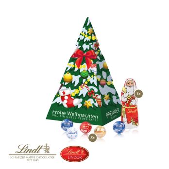 Präsent „Weihnachtsbaum“ mit Lindt Minis und Nikolaus