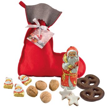 Süßer Nikolausstiefel mit Weihnachtsmann