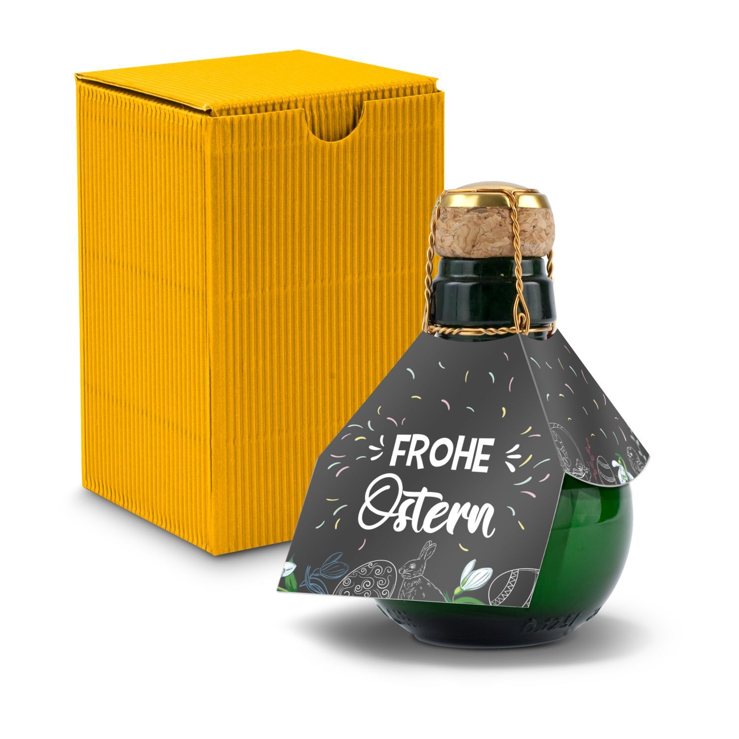 Werbeanbringung an der Flasche (Manschette: ca. 15 x 15 cm, Anhänger 5 x 5 cm)