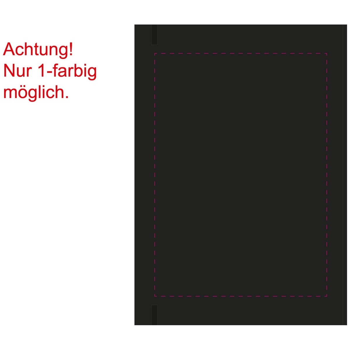 mittig auf Rückseite (240 x 170 mm)