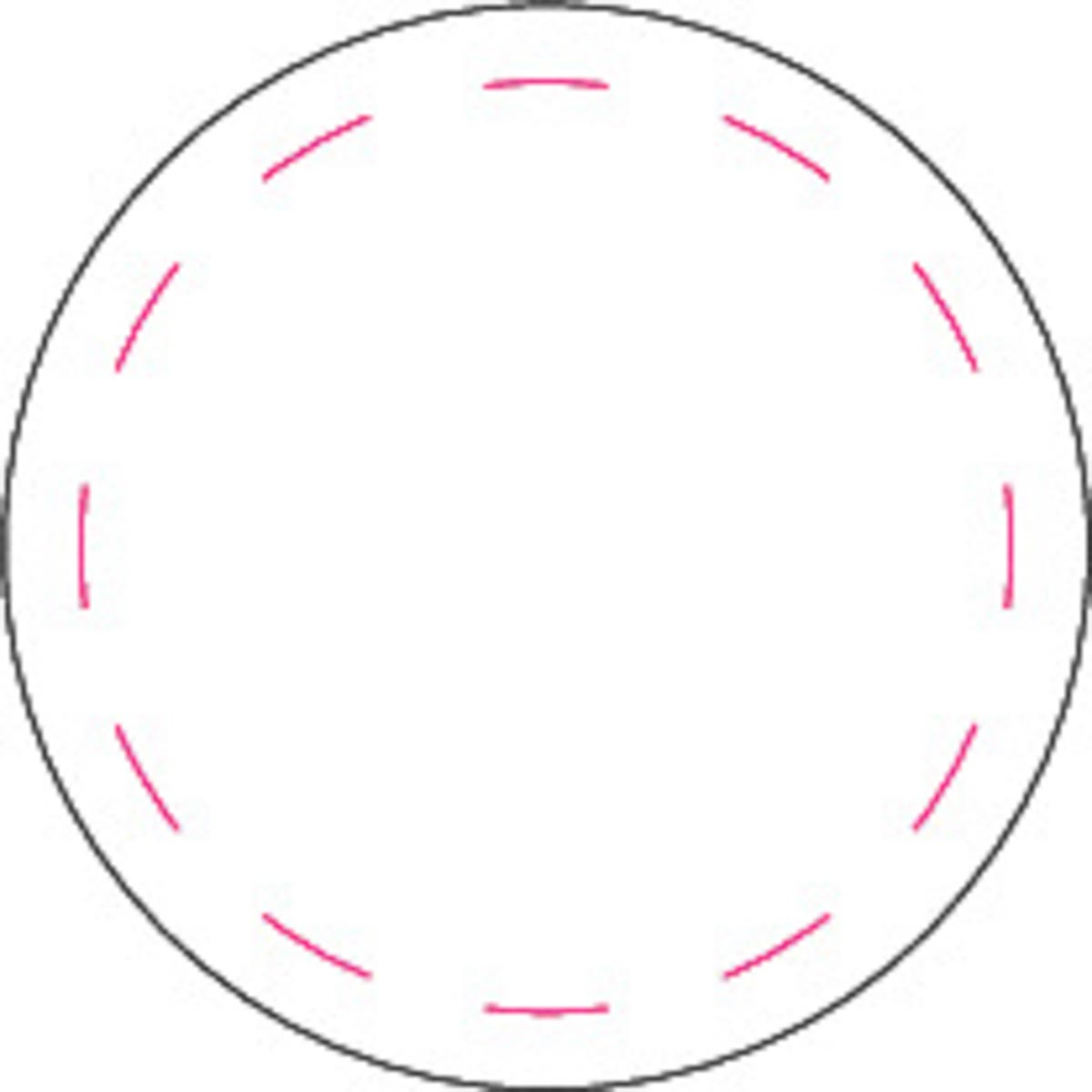 Vorderseite mittig (Ø 3 cm)