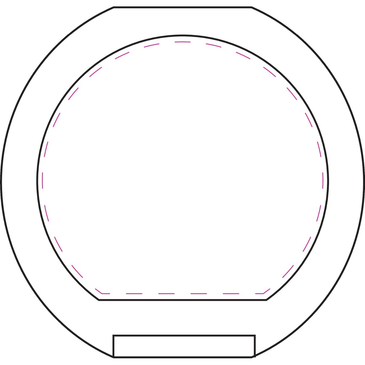 mittig auf Deckel (70 x 78 mm)